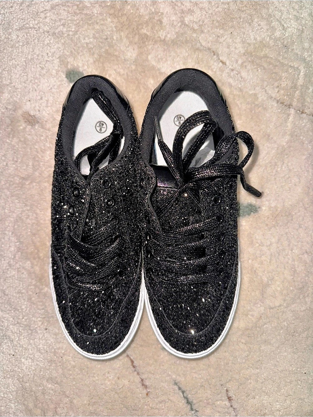 Glitter Low-Top Sneakers in Black & White Like New